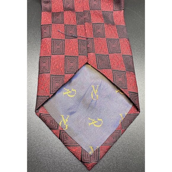 Valerio Garati Men Tie 100% Silk Hand Made Red Black - Picture 4 of 5